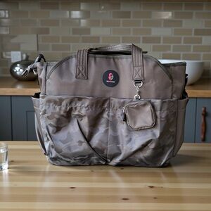 SUPROMOMI Large Camouflage Diaper Bag Tote w/ Changing Mat Gray